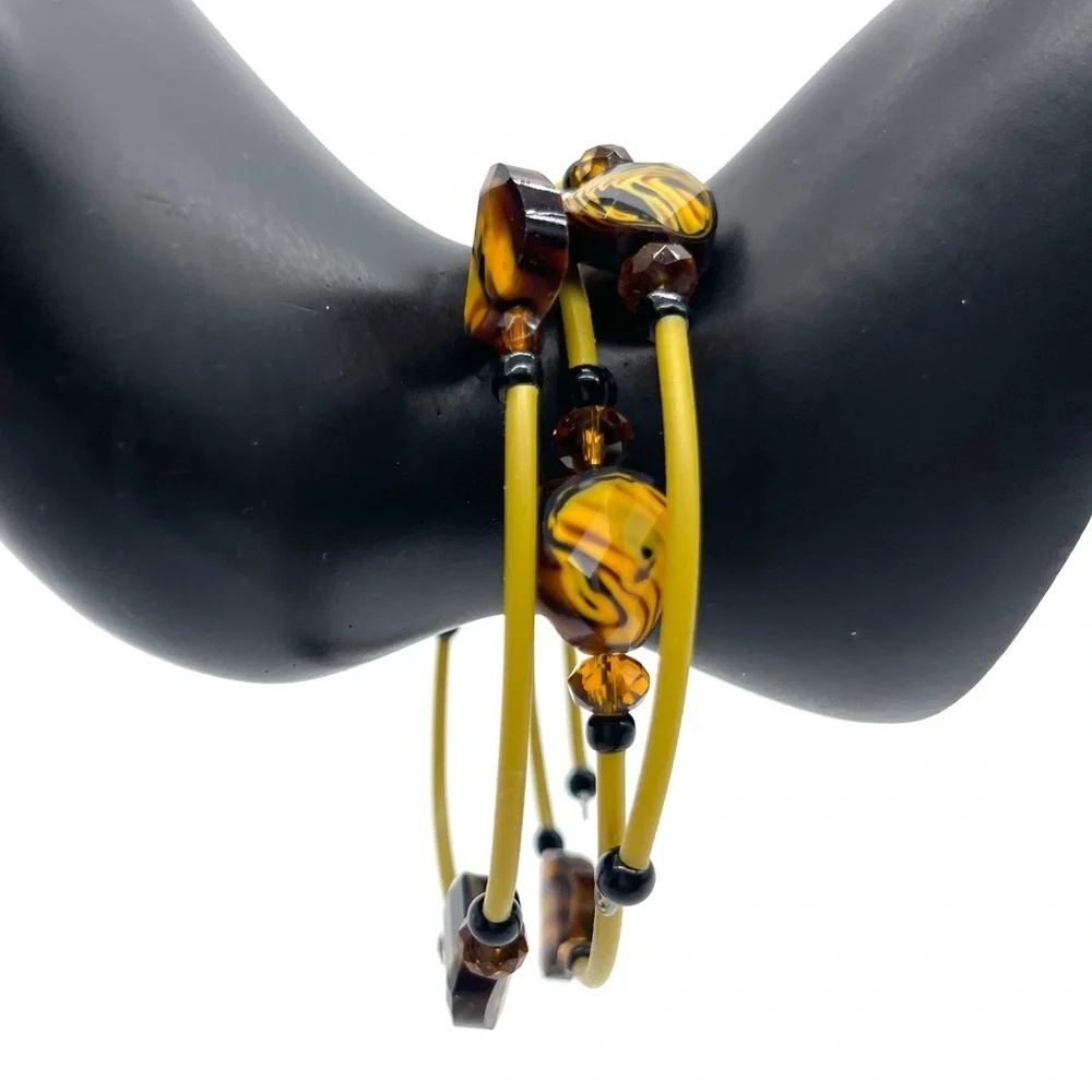 Amber and Tigers Eye Coiled Bracelet